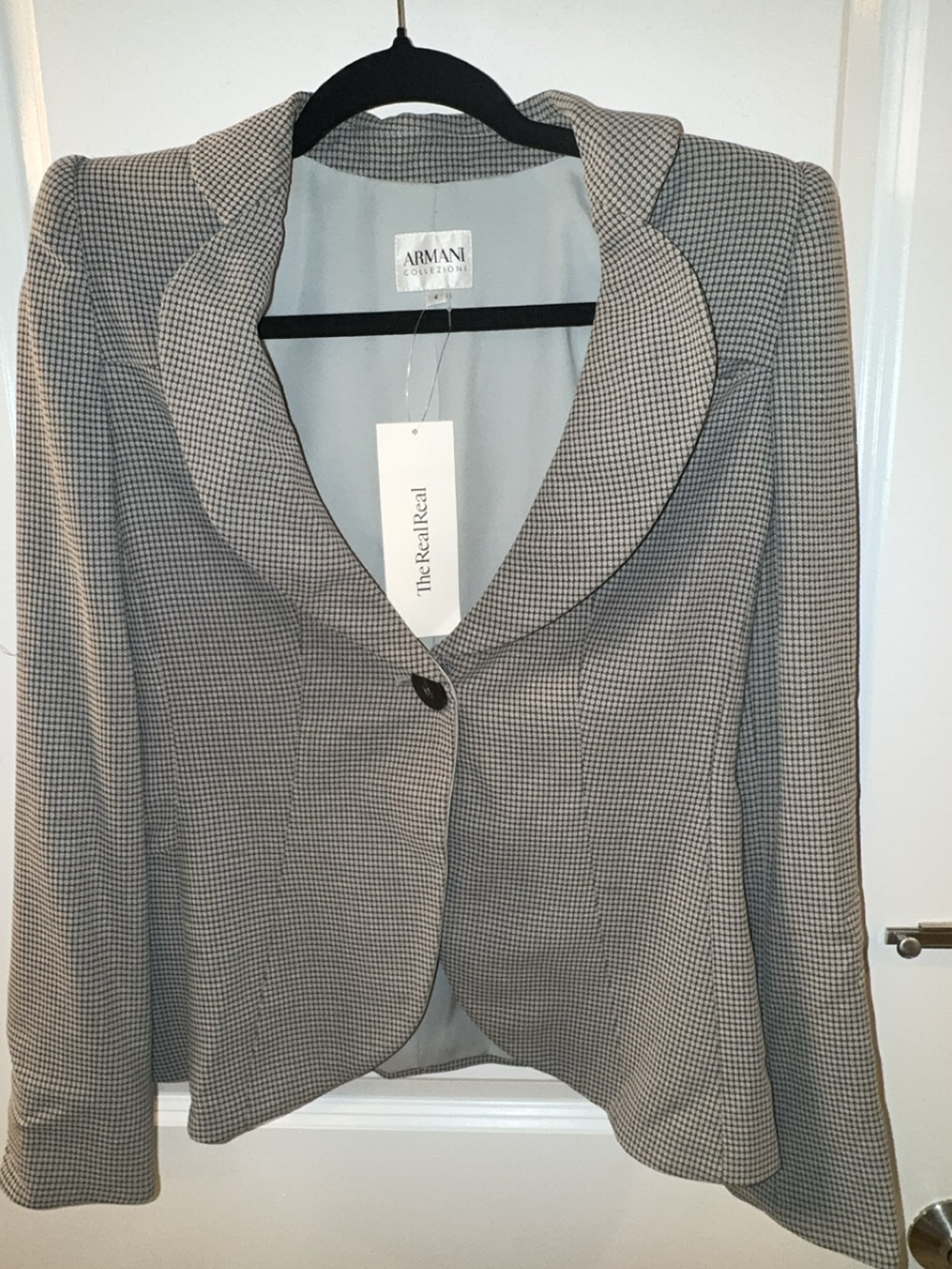 Armani Collezioni Gray Micro-Check Blazer – Size 4